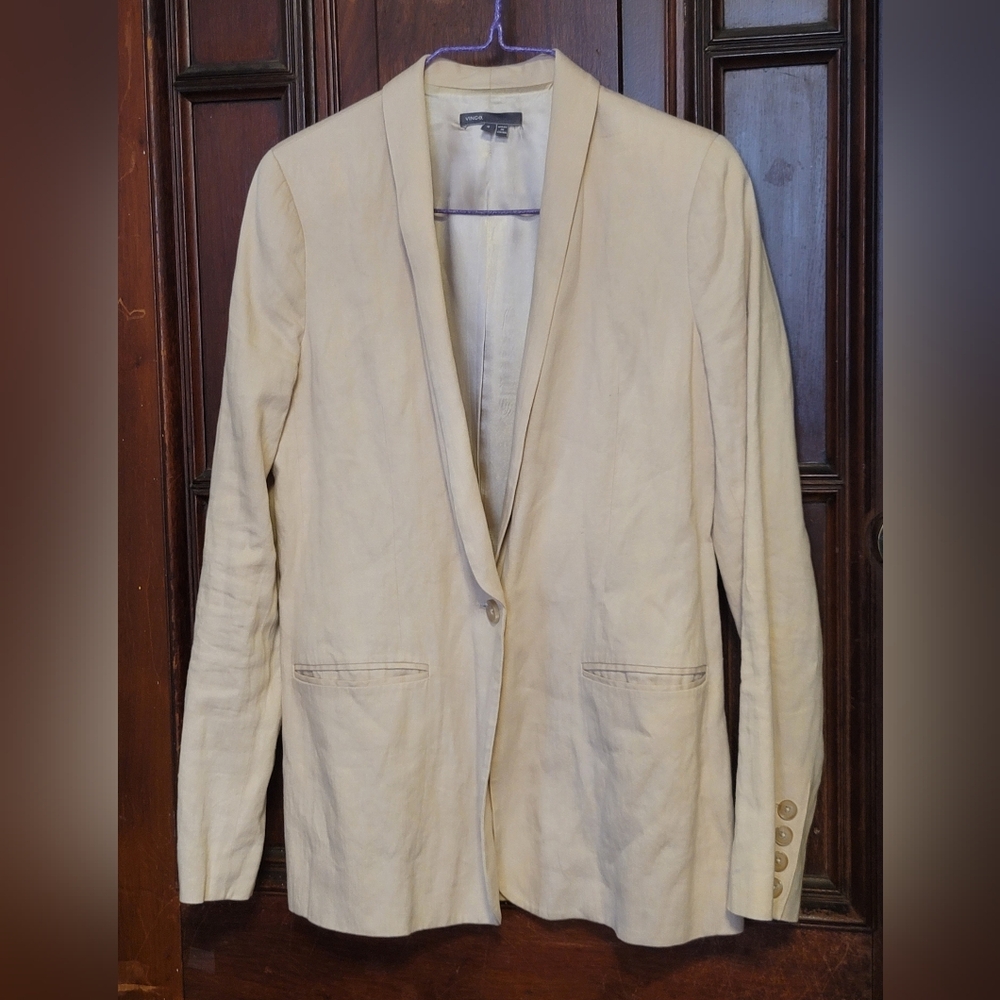 Vince Women's Natural Single Button Linen Blazer Size 4